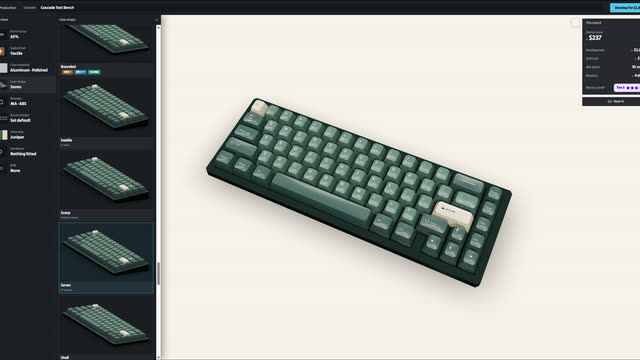 The keyboard design studio with a green keyboard on a white background