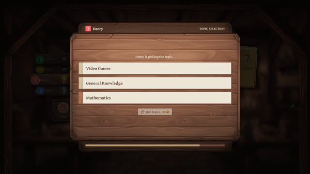 Topic selection: Video Games, General Knowledge, Mathematics